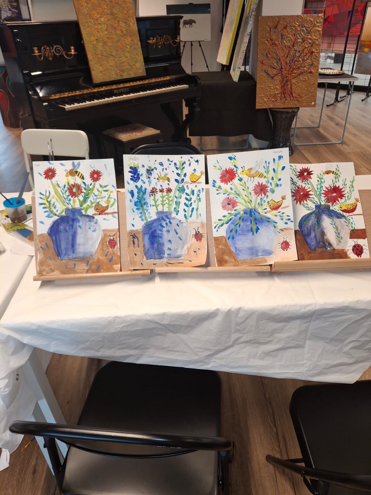 Toiles peintes en atelier